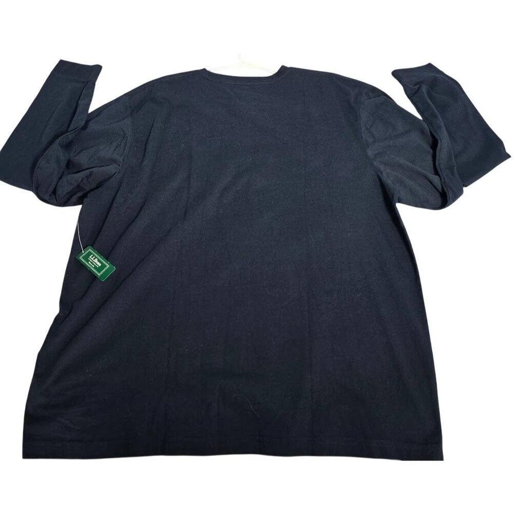 LL Bean Mens 2X Navy Blue Long Sleeve‎ Cotton T-Shirt Traditional Fit NWT. 655